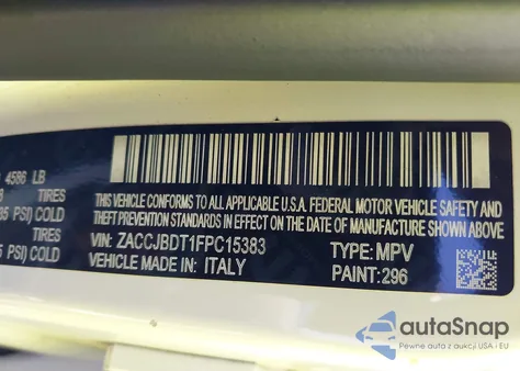 2015 Jeep Renegade Limited from USA, damaged, VIN ZACCJBDT1FPC15383